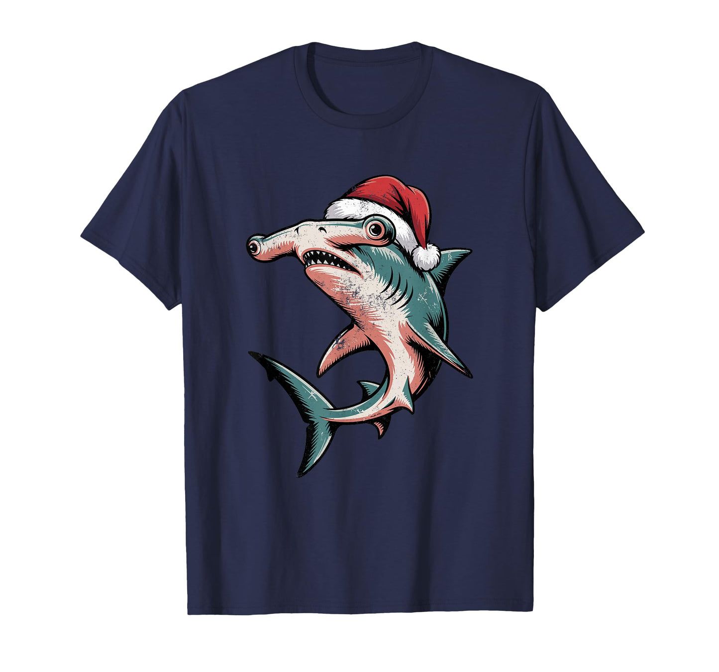 Hammerhead Shark Santa Hat Christmas Vintage Holiday T-Shirt