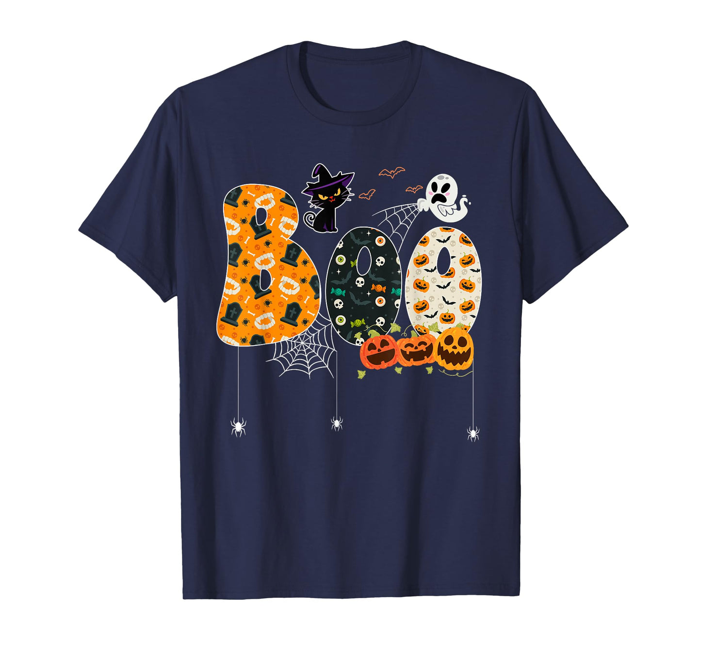 Boo with Spiders and Witch Hat Halloween Costume T-Shirt
