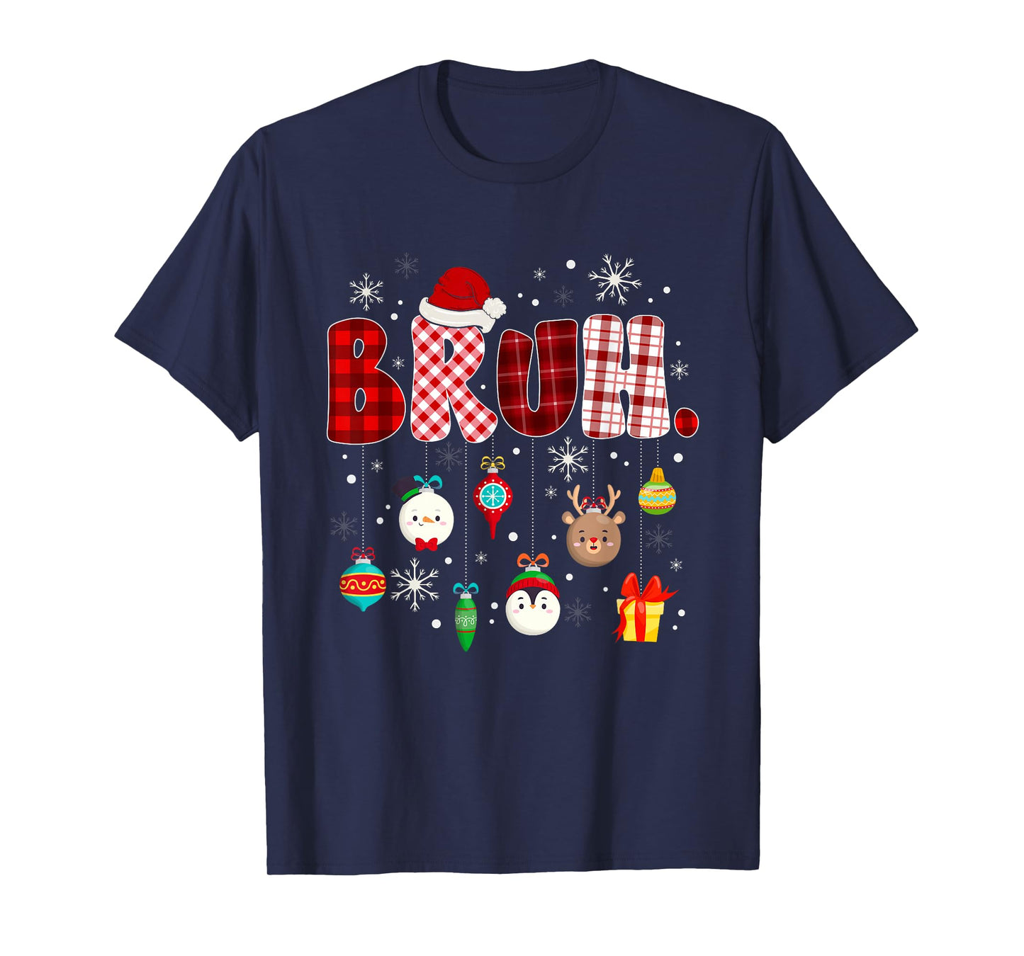 Funny Bruh Christmas Red Buffalo Plaid Xmas Holiday Pajamas T-Shirt