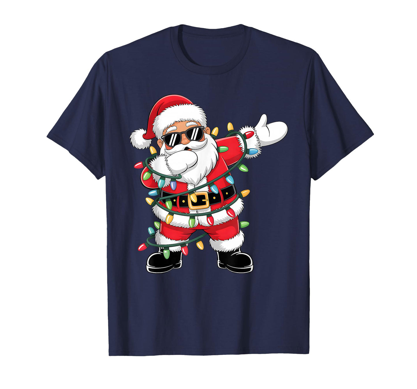 Christmas Tree Lights Funny Xmas Squad Dabbing Santa Claus T-Shirt