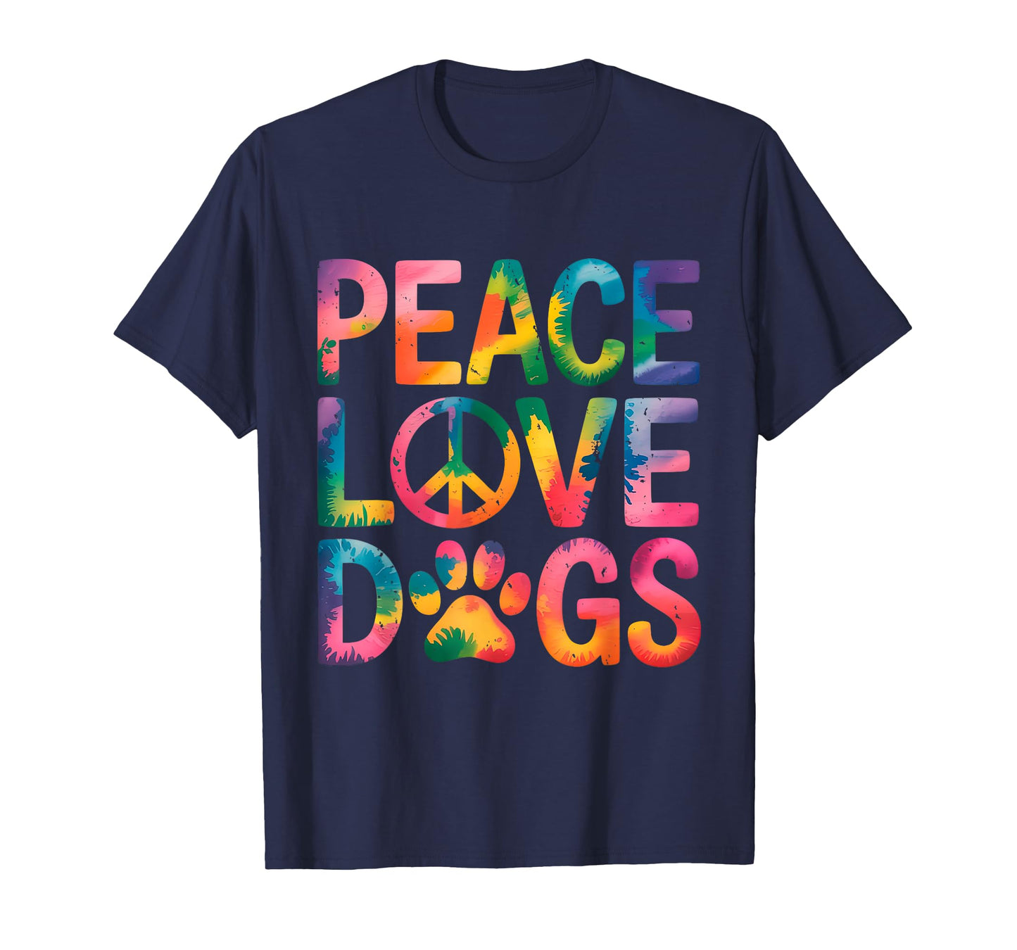 Peace Love Dogs Retro Hippie Dog Lover T-Shirt for Men Women Kids