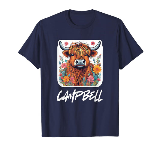 Campbell Clan Highland Cow Scottish Family Name Party T-Shirt