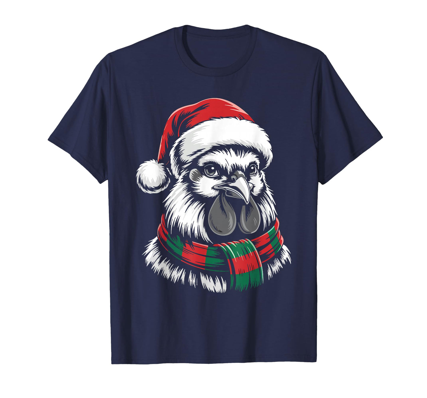 Rooster Xmas Santa Hat Scarf Christmas Costume T-Shirt