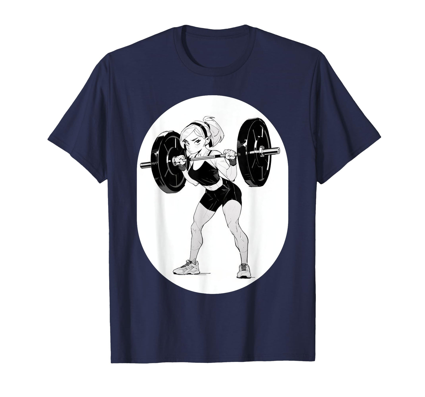 Anime & Manga Style Gym Girl holding Large Barbell T-Shirt