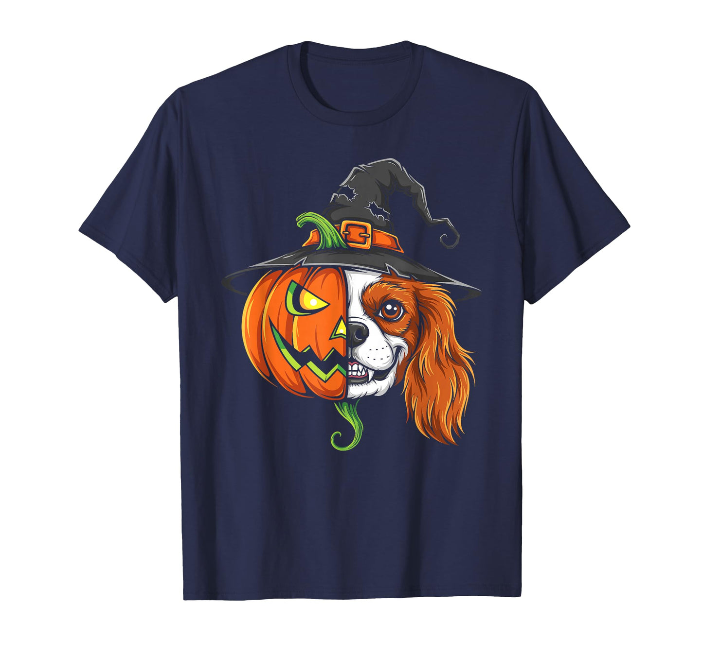 Cavalier King Charles Spaniel Dog Pumpkin Jack O Lantern T-Shirt