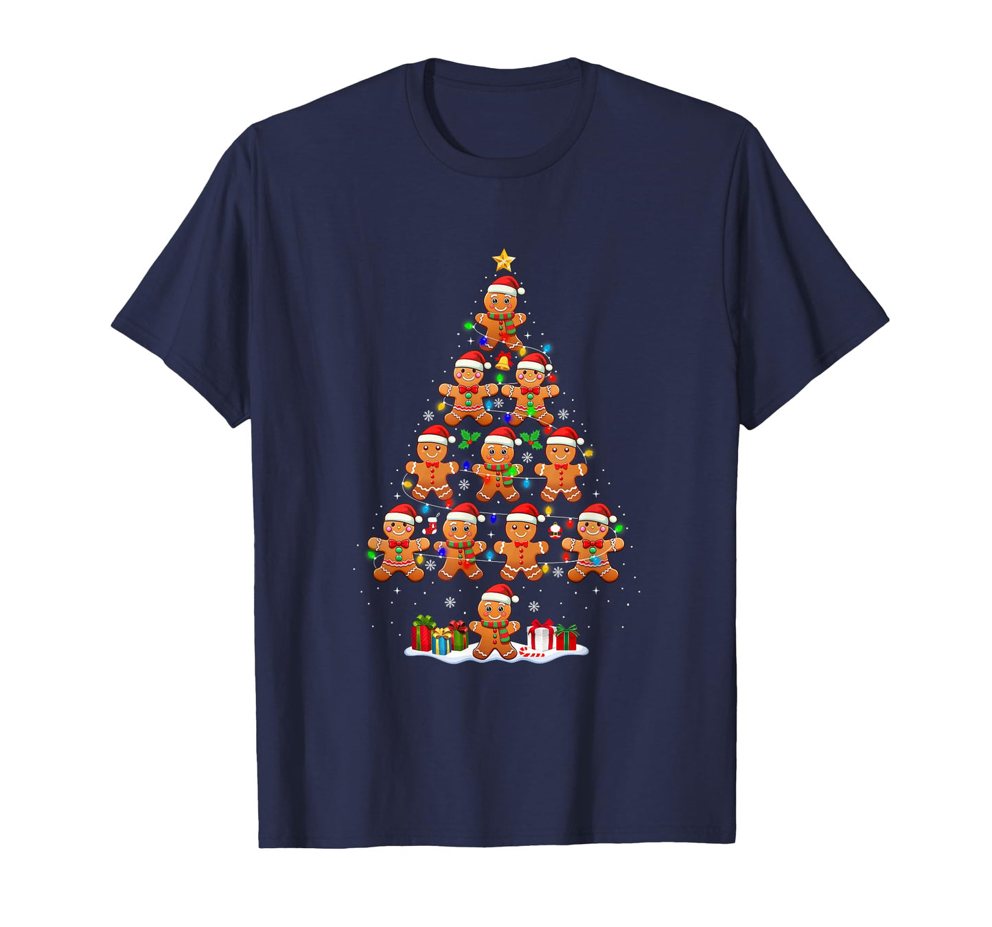 Gingerbread Christmas Tree Lights Boys Kids Xmas Pajamas T-Shirt