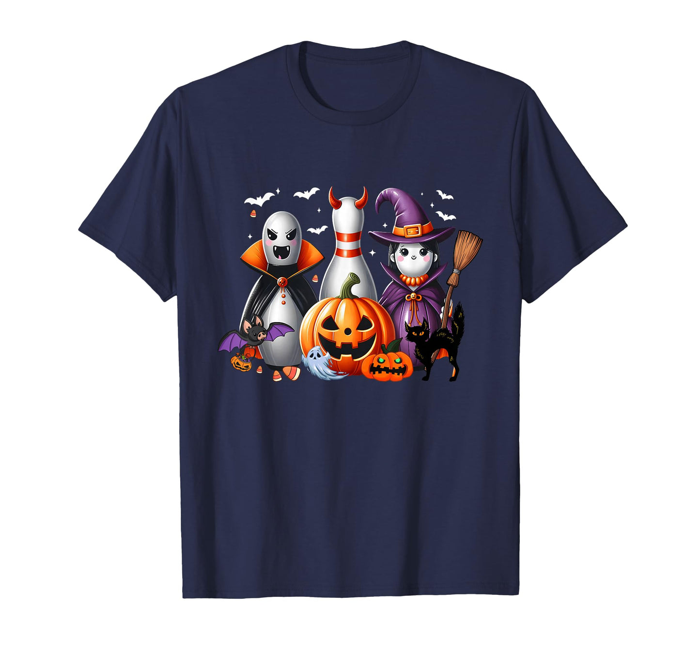 Spooky Bowling Pin in De vil Witch Halloween Sport Bowler T-Shirt