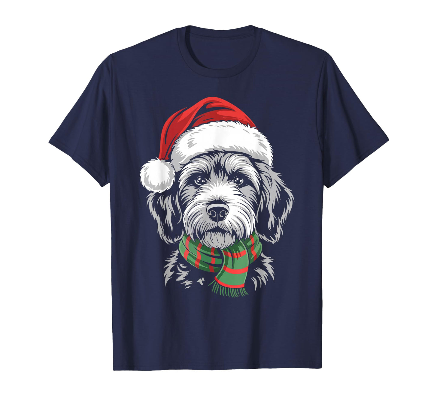 Goldendoodle Dog Xmas Santa Hat Scarf Christmas Costume T-Shirt