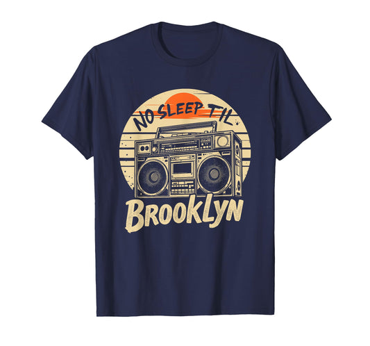 No Sleep Til Brooklyn Retro Boombox Vintage Music T-Shirt