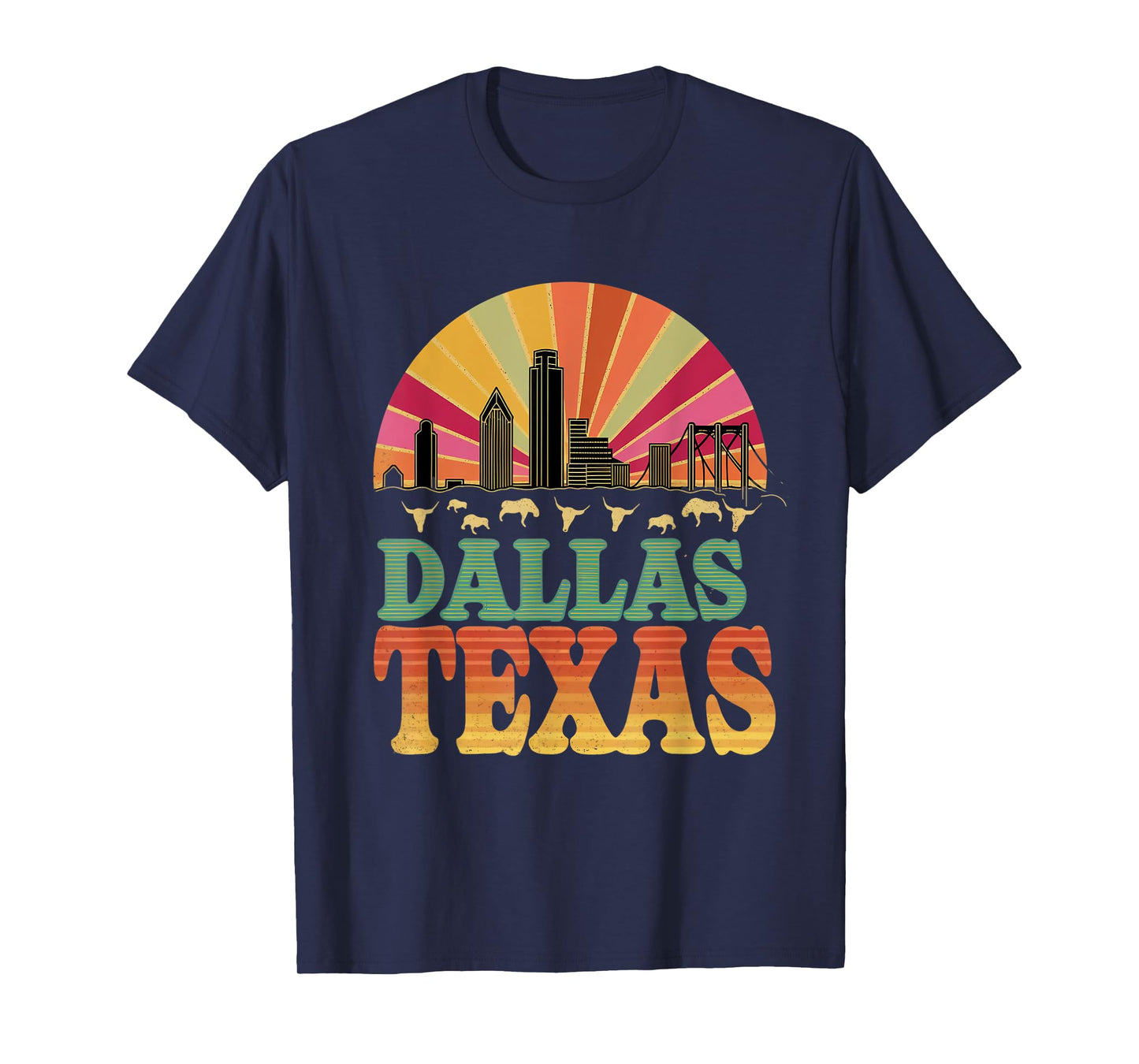 Vintage Dallas Texas Skyline Cityscape Retro Style T-Shirt