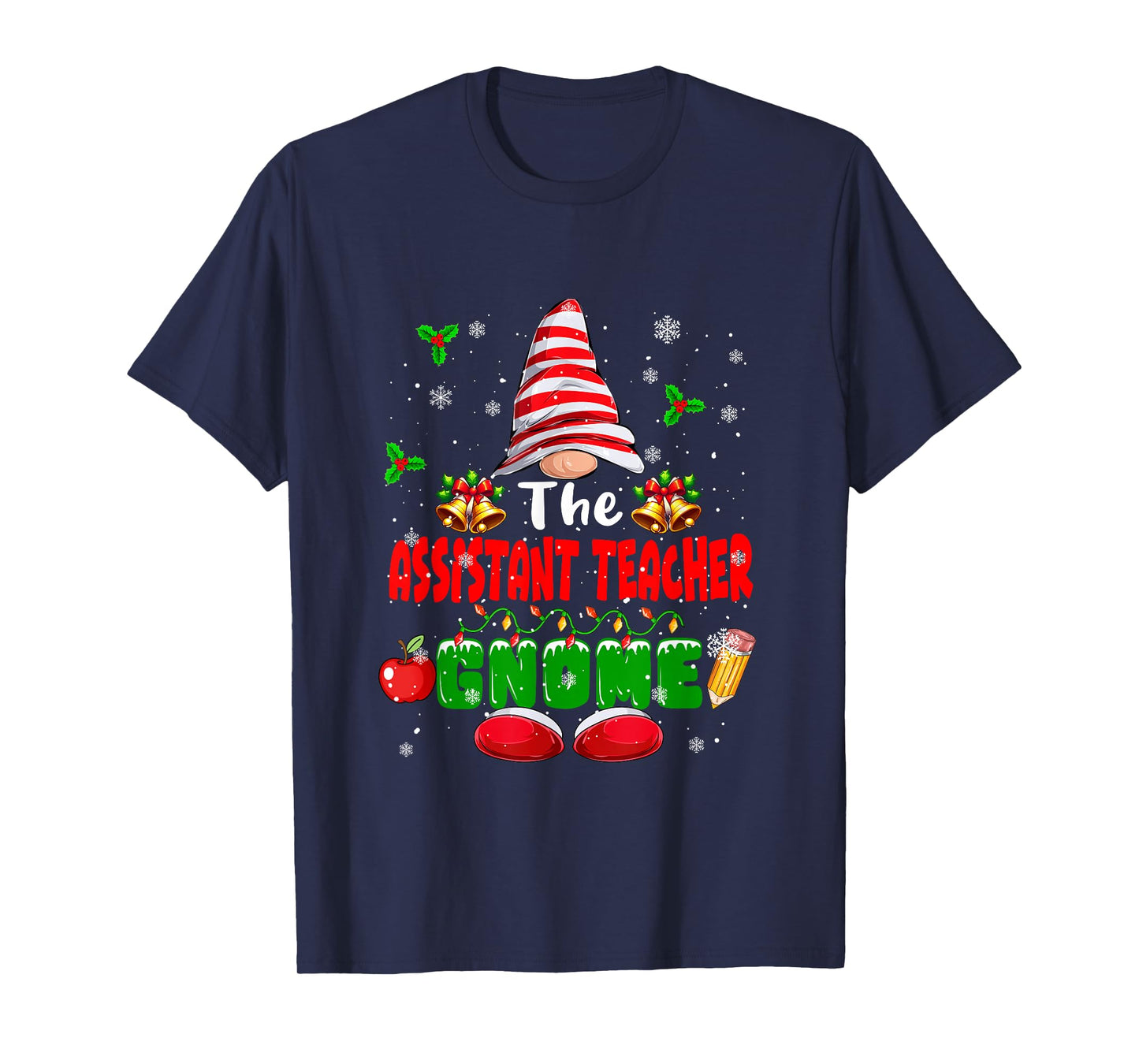 The Assistant Teacher Gnome Christmas Colorful Job Team T-Shirt