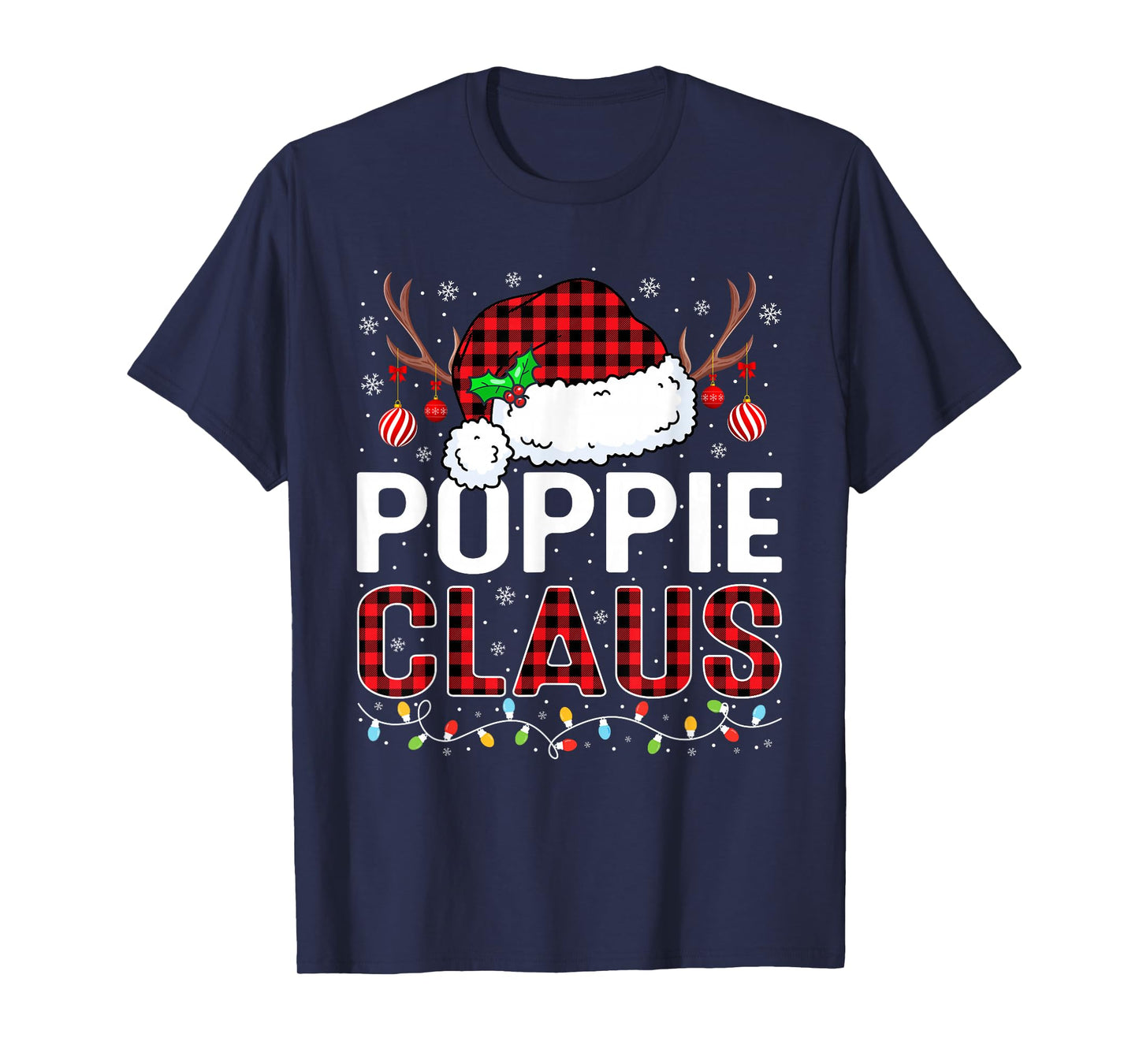 Christmas Lights Poppie Claus Family Matching Xmas Pajama T-Shirt