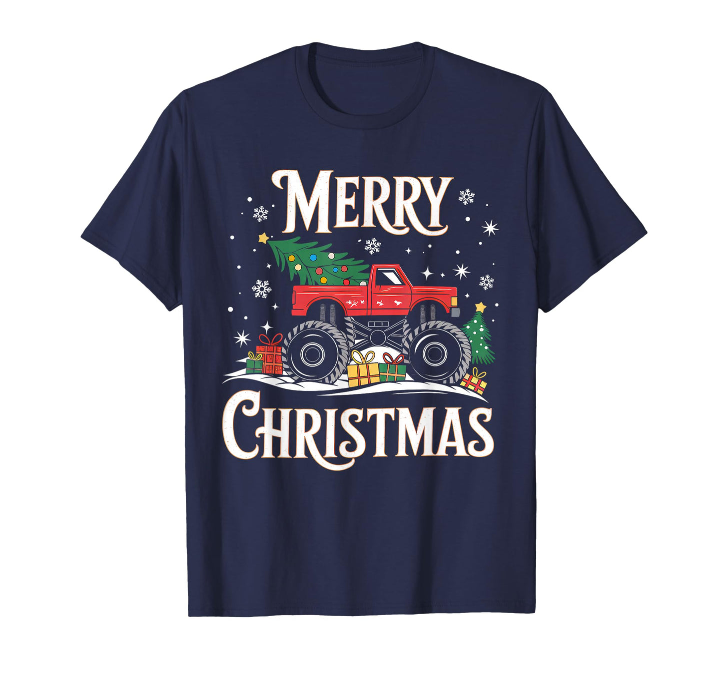Merry Christmas Monster Truck Xmas Pajamas Boys Kids Toddler T-Shirt