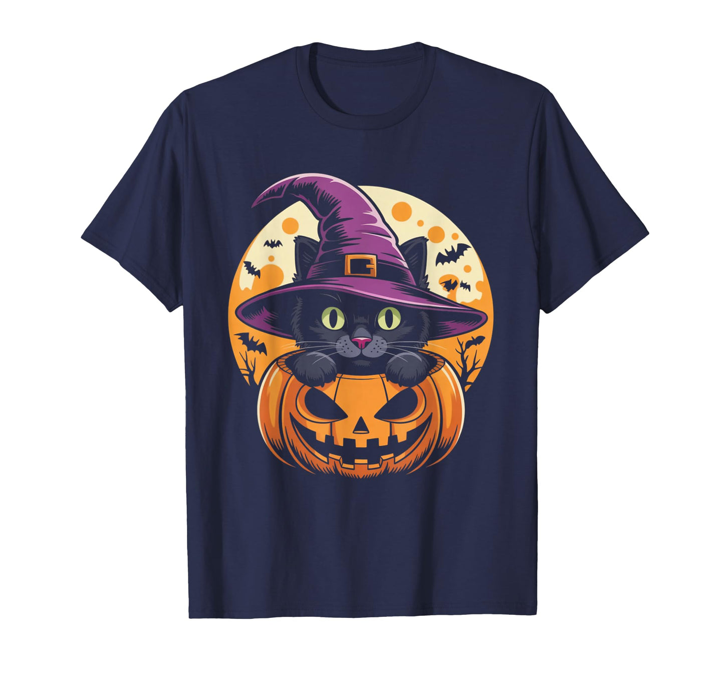Cat Halloween Pumpkin Black Cat Scarry Spooky Gifts Kids T-Shirt