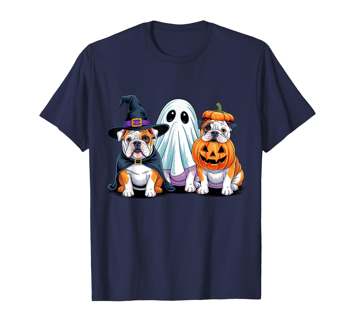 English Bulldog Halloween Funny Dog Lover Pumpkin Witch T-Shirt