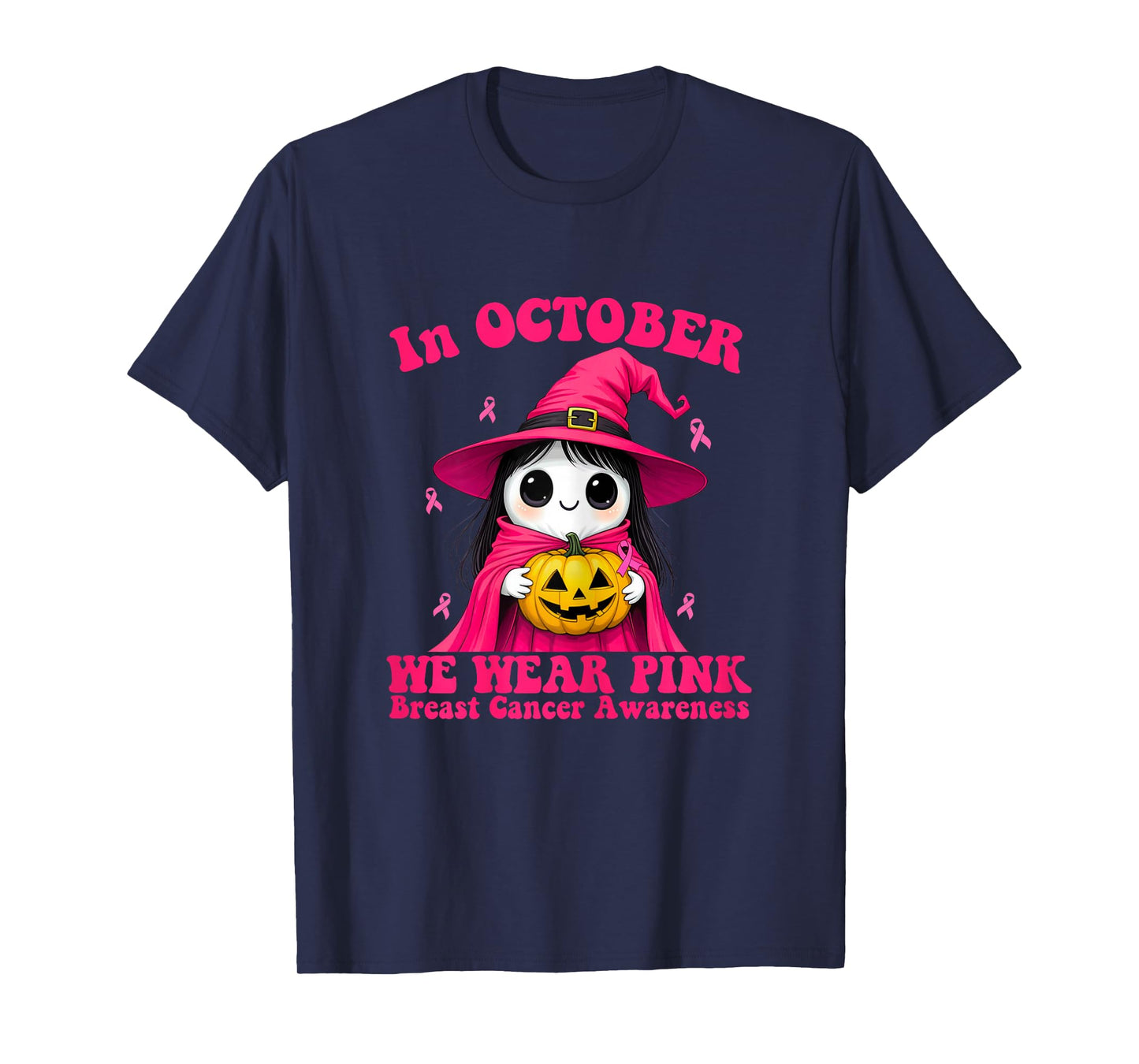 Pink Pumpkin Halloween Breast Cancer 2025 Shirt T-Shirt