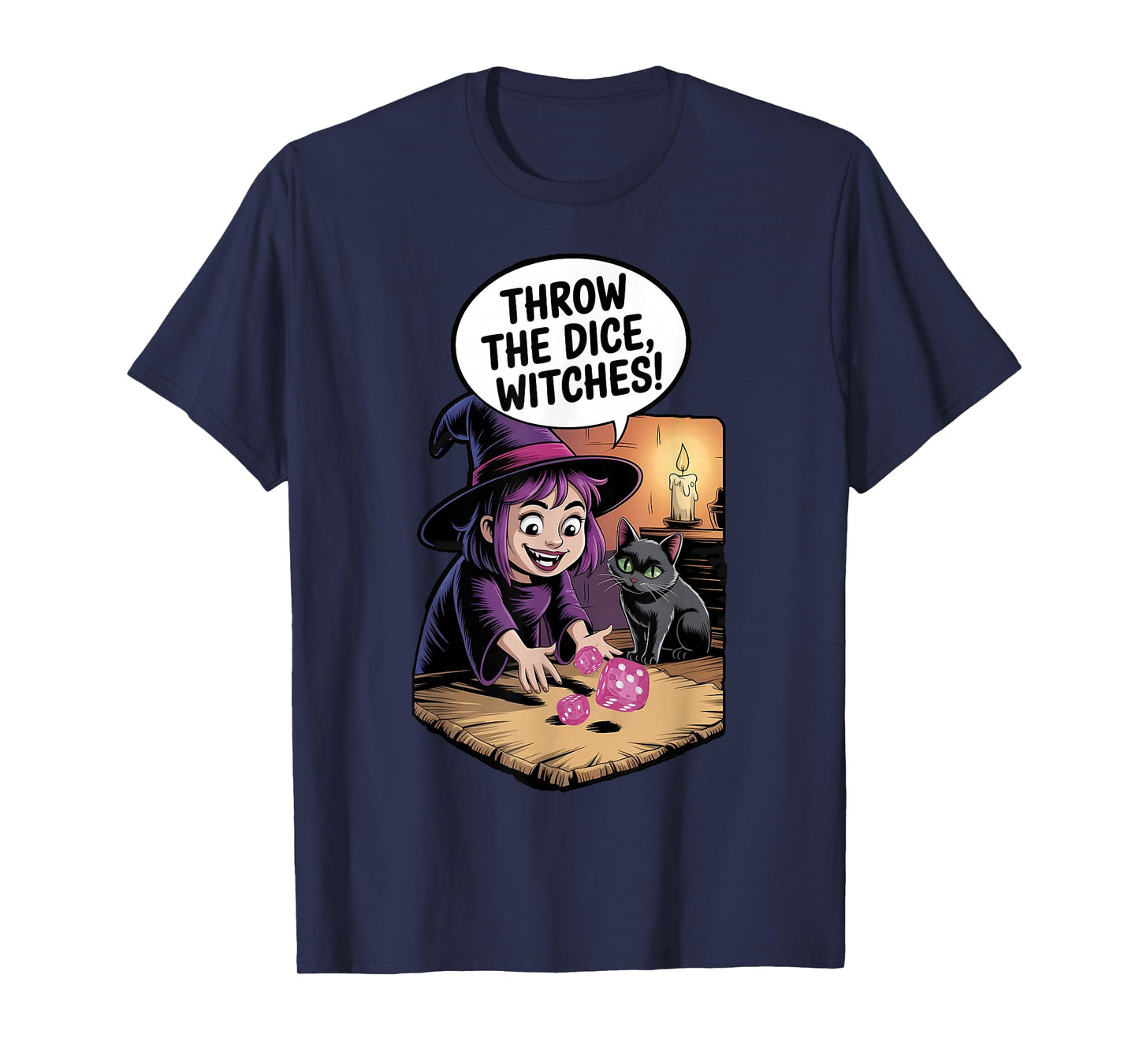 Throw The Dice Witches for Women Bunco Halloween Party T-Shirt