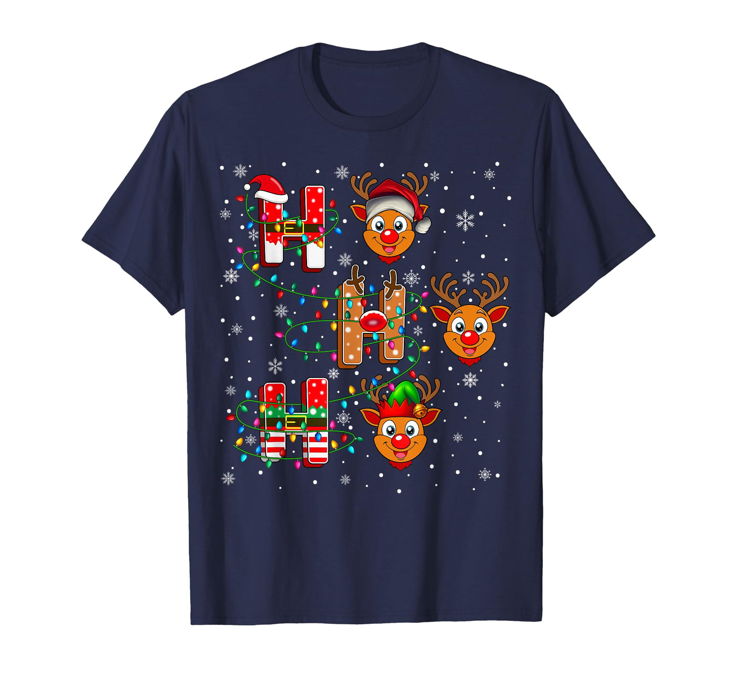 Ho Ho Ho Santa Reindeer Hat Elf Reindeer Animal Christmas T-Shirt