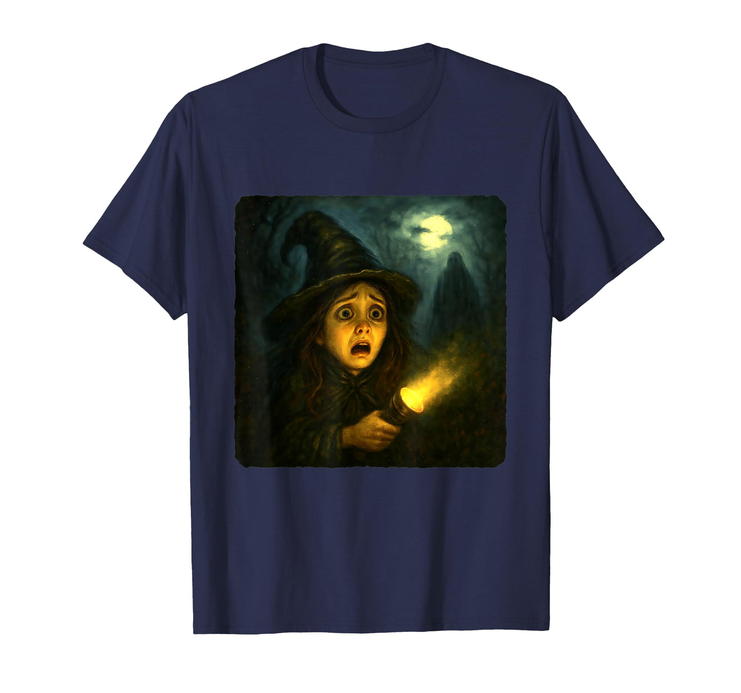 Witch Scary Horror Night Flashlight Halloween Ghost T-Shirt