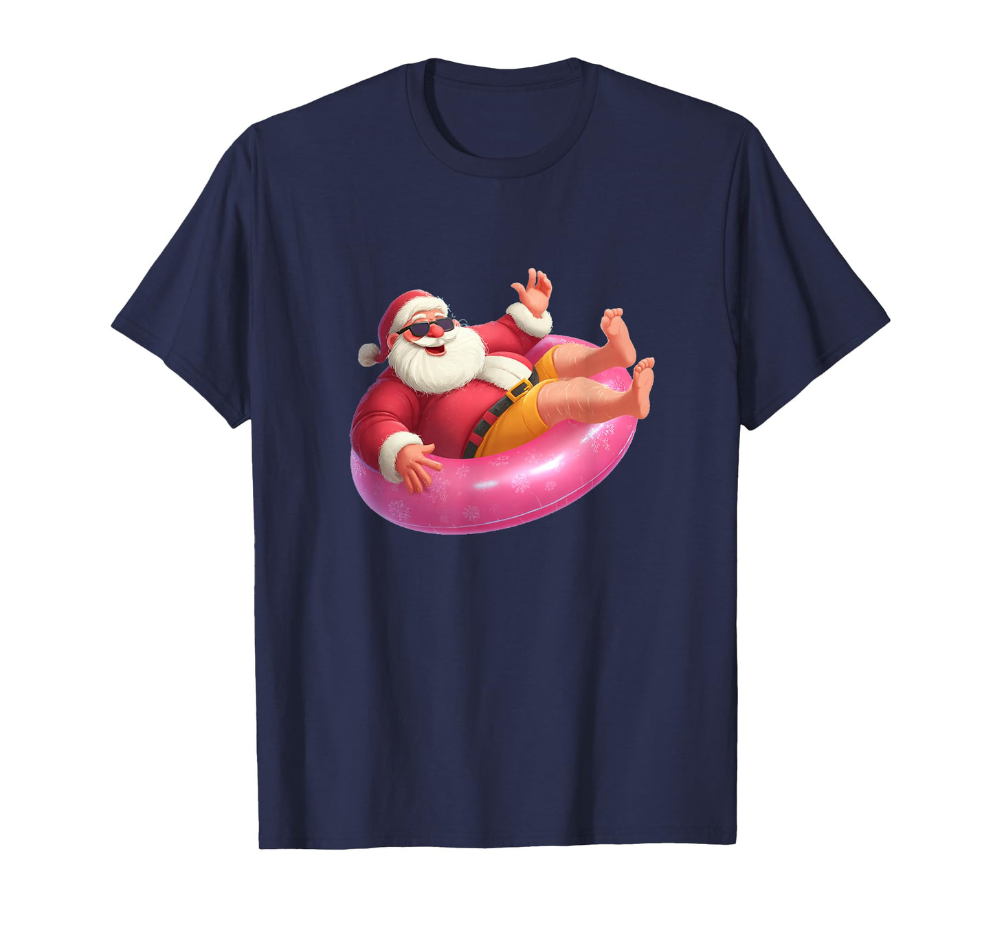 Santa Water Fun Costume with Pool Ring for Christmas T-Shirt