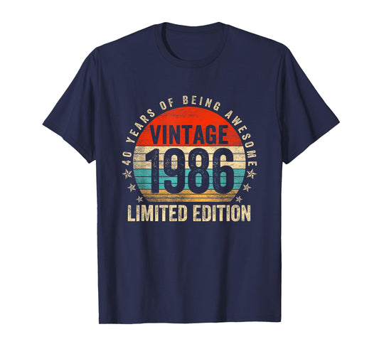 40 Years Old Vintage Born In 1986 Funny 40th Birthday Gifts T-Shirt