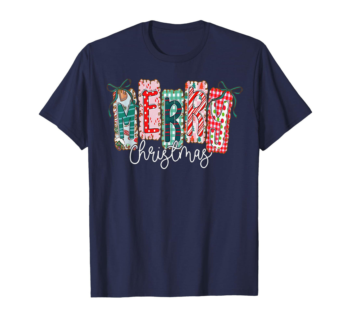 Coquette Bow Merry Christmas Xmas Pajamas Snowflake Holiday T-Shirt