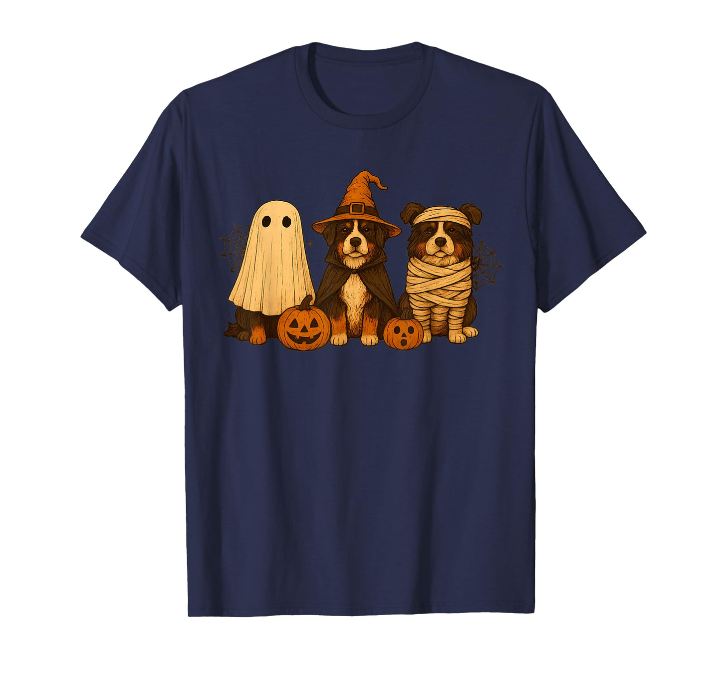 Retro Bernese Mountain Witch Scary Halloween Pumpkin T-Shirt