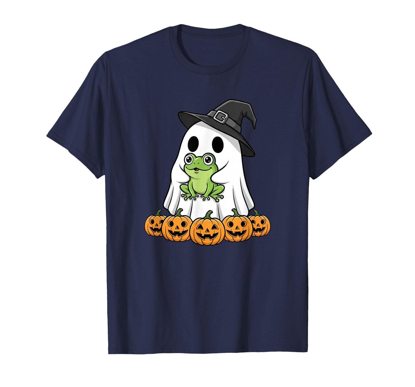 Funny Ghost Frog Pumpkin Halloween Kids Mens Womens T-Shirt
