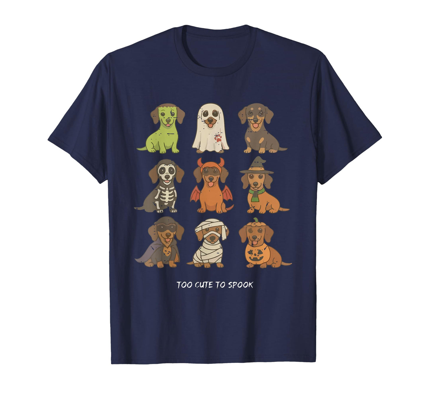 Funny Witch Pumpkin Mummy Ghost Dachshund Halloween Cute Dog T-Shirt