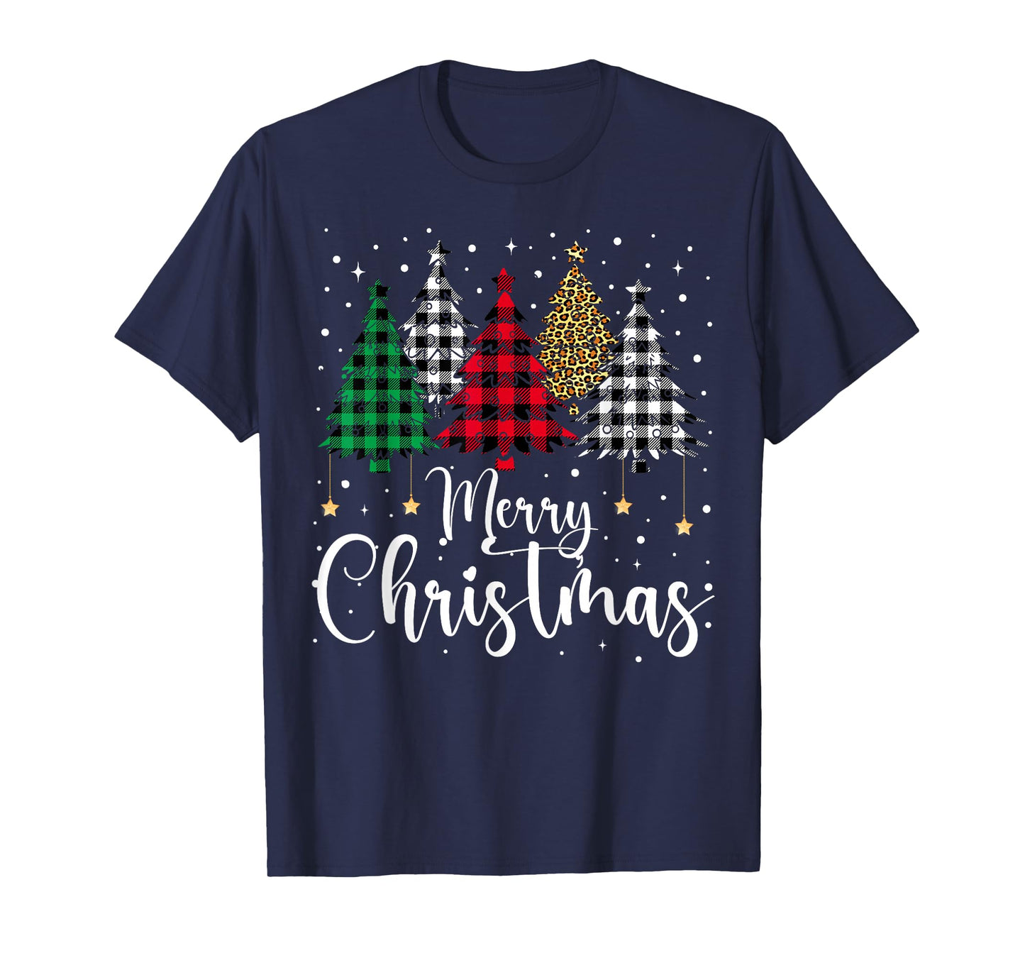 Merry Christmas Tree Buffalo Plaid Red White Green Xmas Pjs T-Shirt