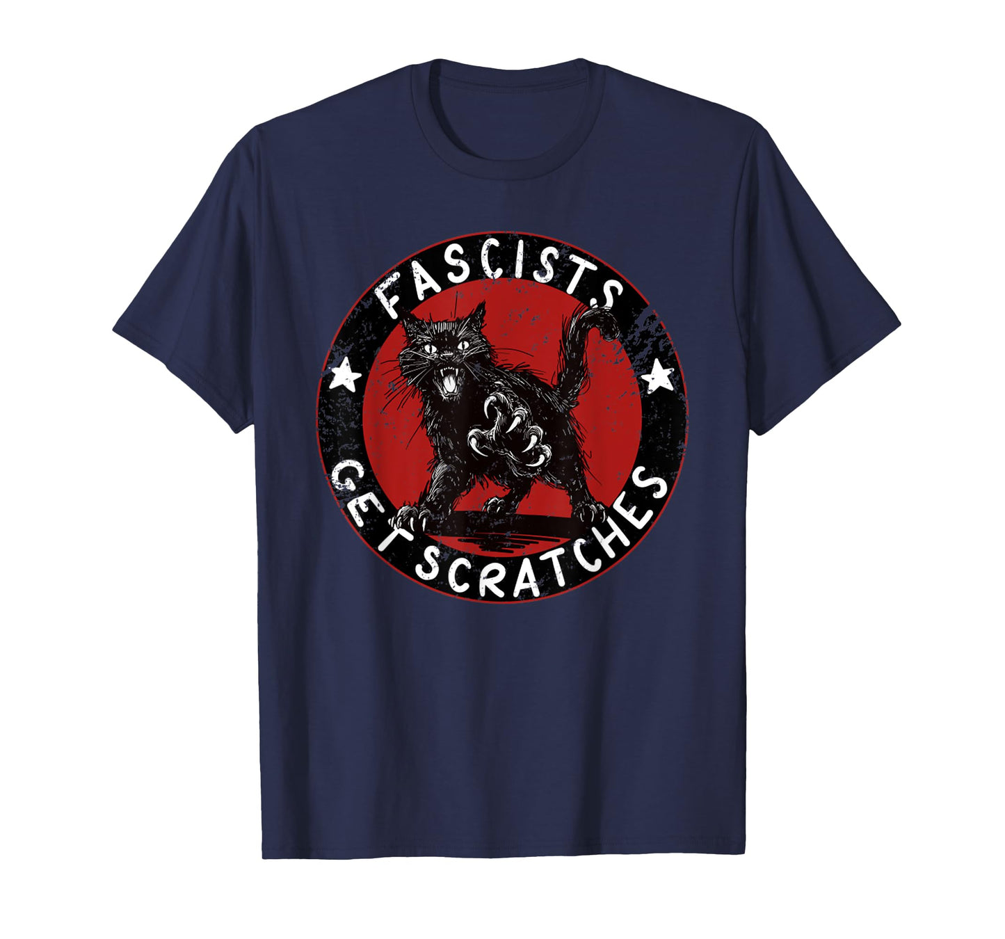 Vintage Black Cats Against Fascists Tee T-Shirt