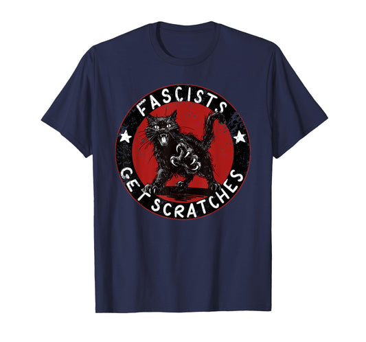 Vintage Black Cats Against Fascists Tee T-Shirt
