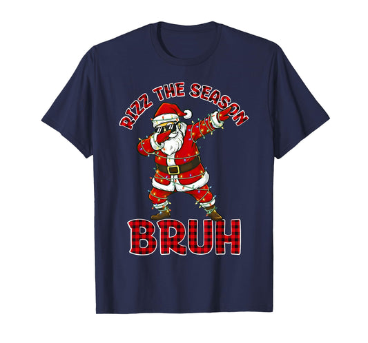 Rizz The Season Bruh Christmas Rizzmas Dabbing Santa Claus T-Shirt