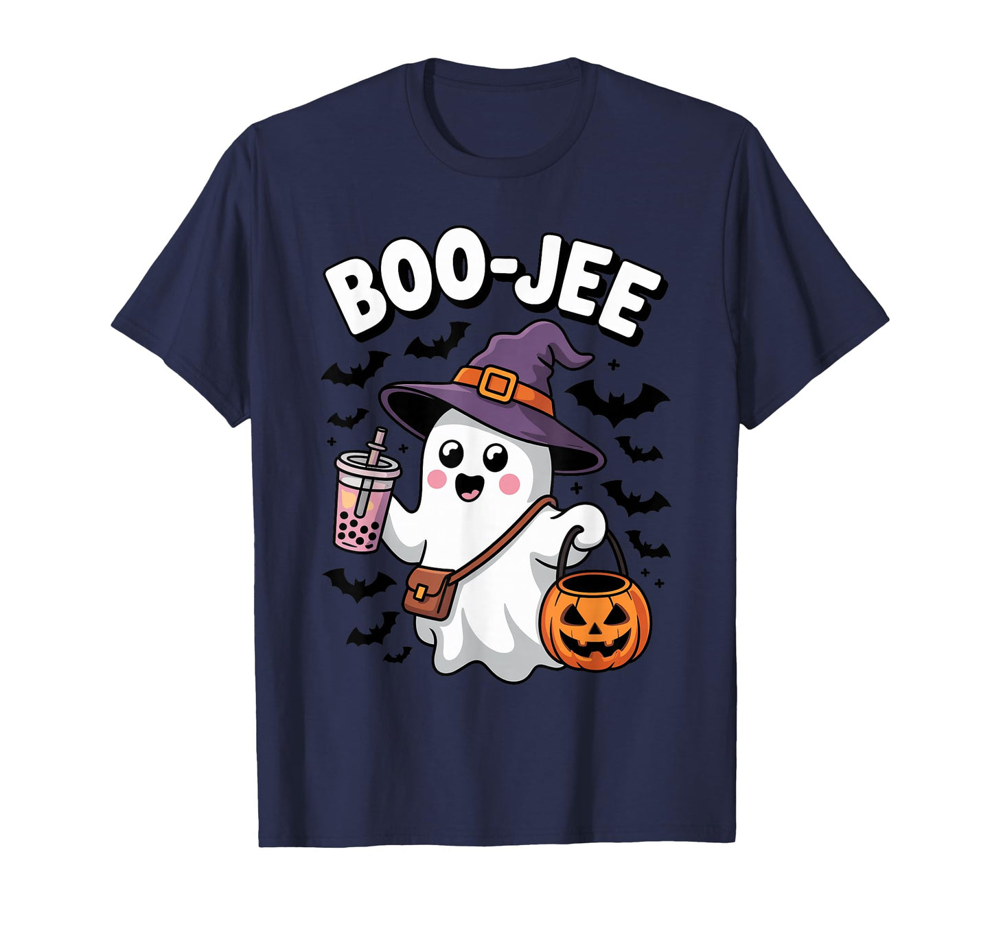 Cute Boo-JEE Ghost Witch Hat Bubble Tea Halloween Costume T-Shirt