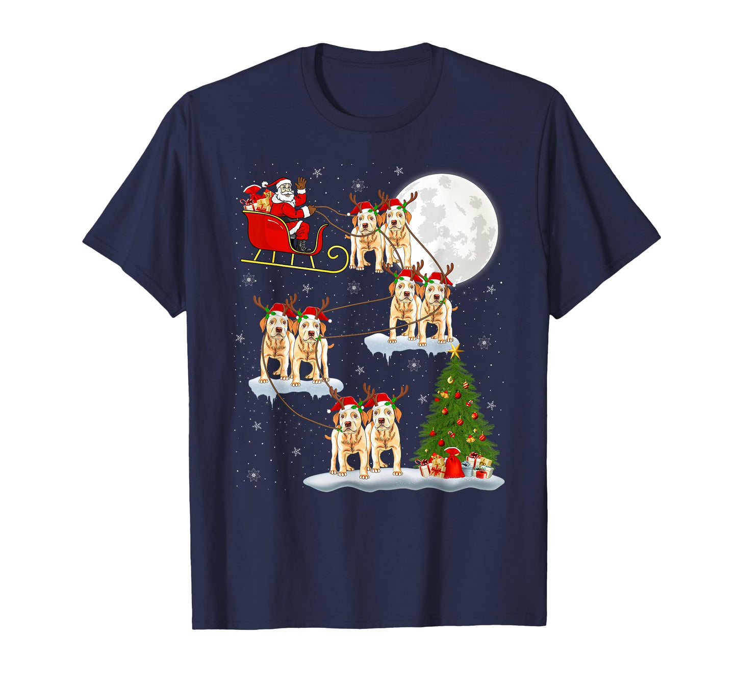 Labrador Retriever Dog Santa Sleigh Flying Funny Christmas T-Shirt
