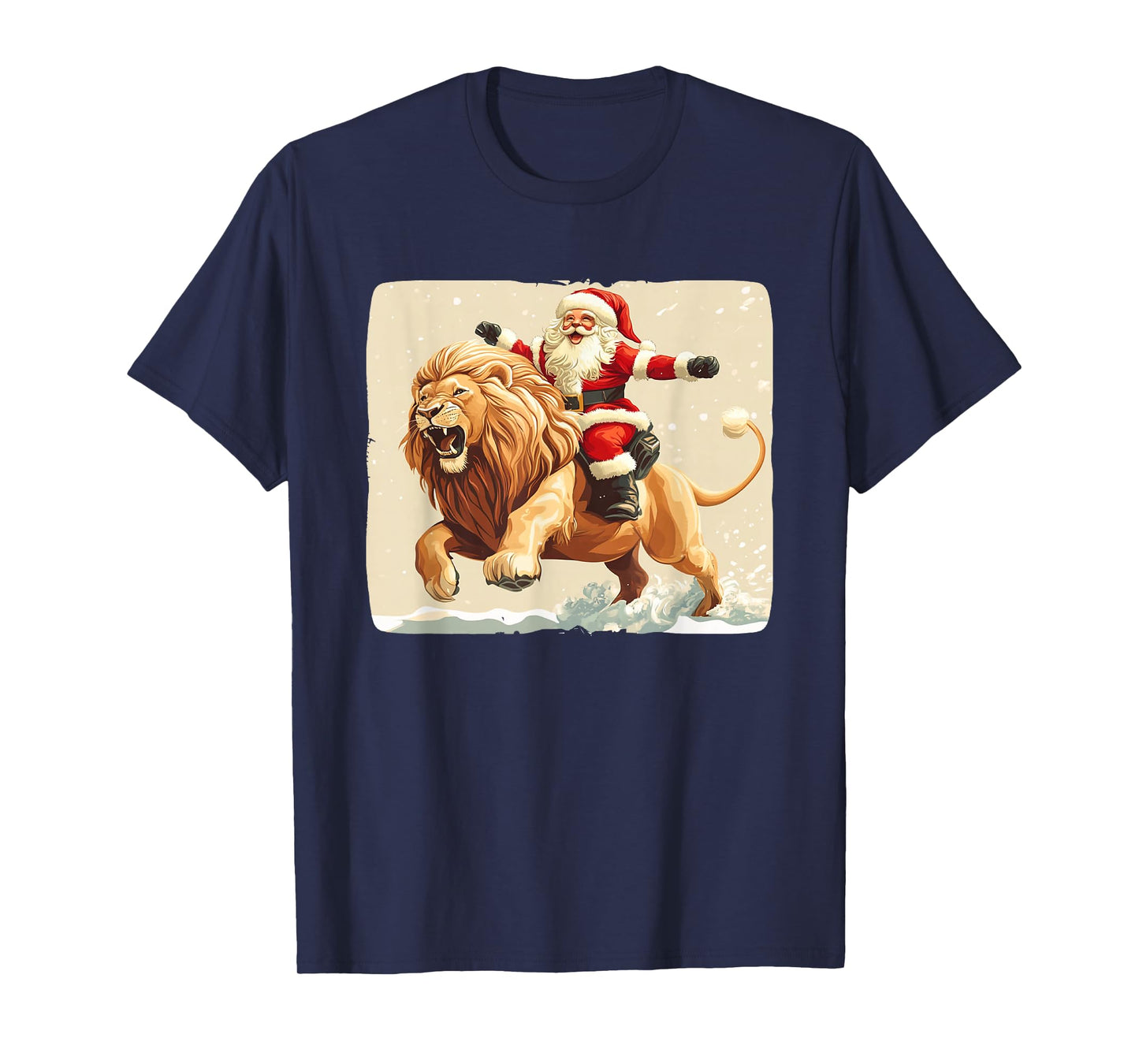 Holiday Cheer with Santa Claus on a Lion Costume T-Shirt