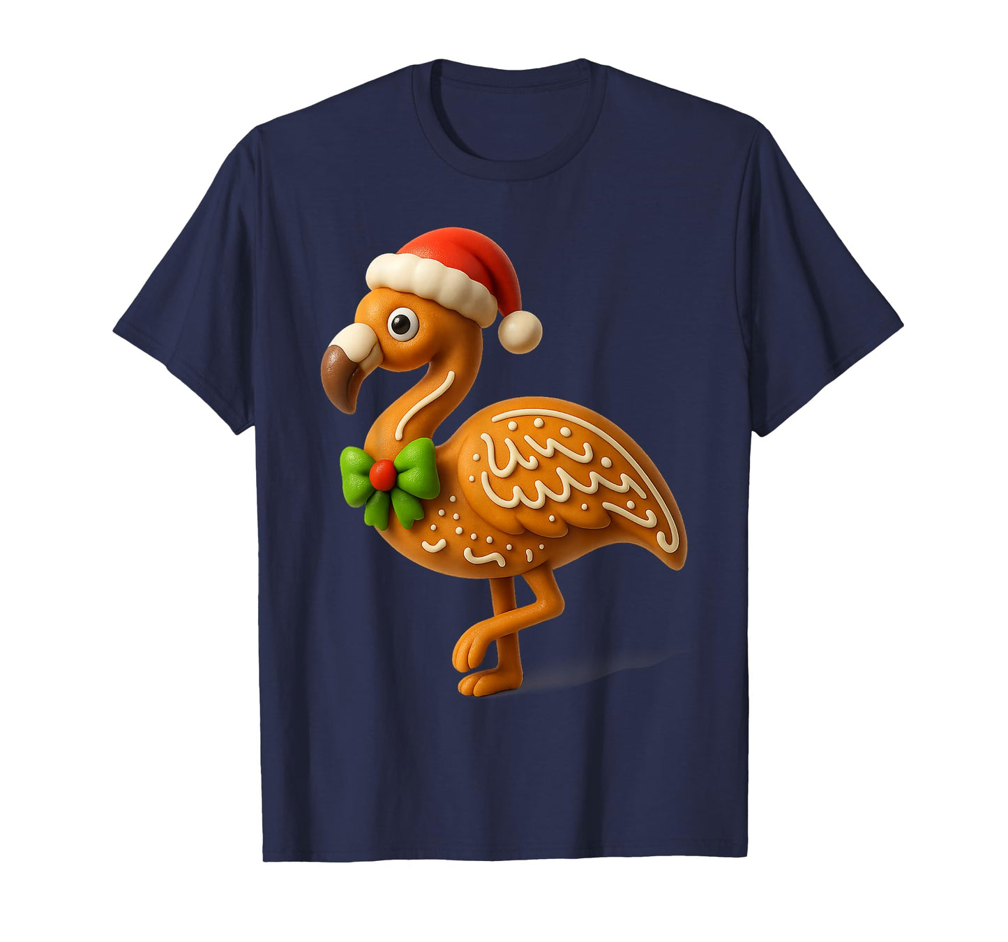 Funny Gingerbread Man Flamingo Christmas Womens Mens Gifts T-Shirt