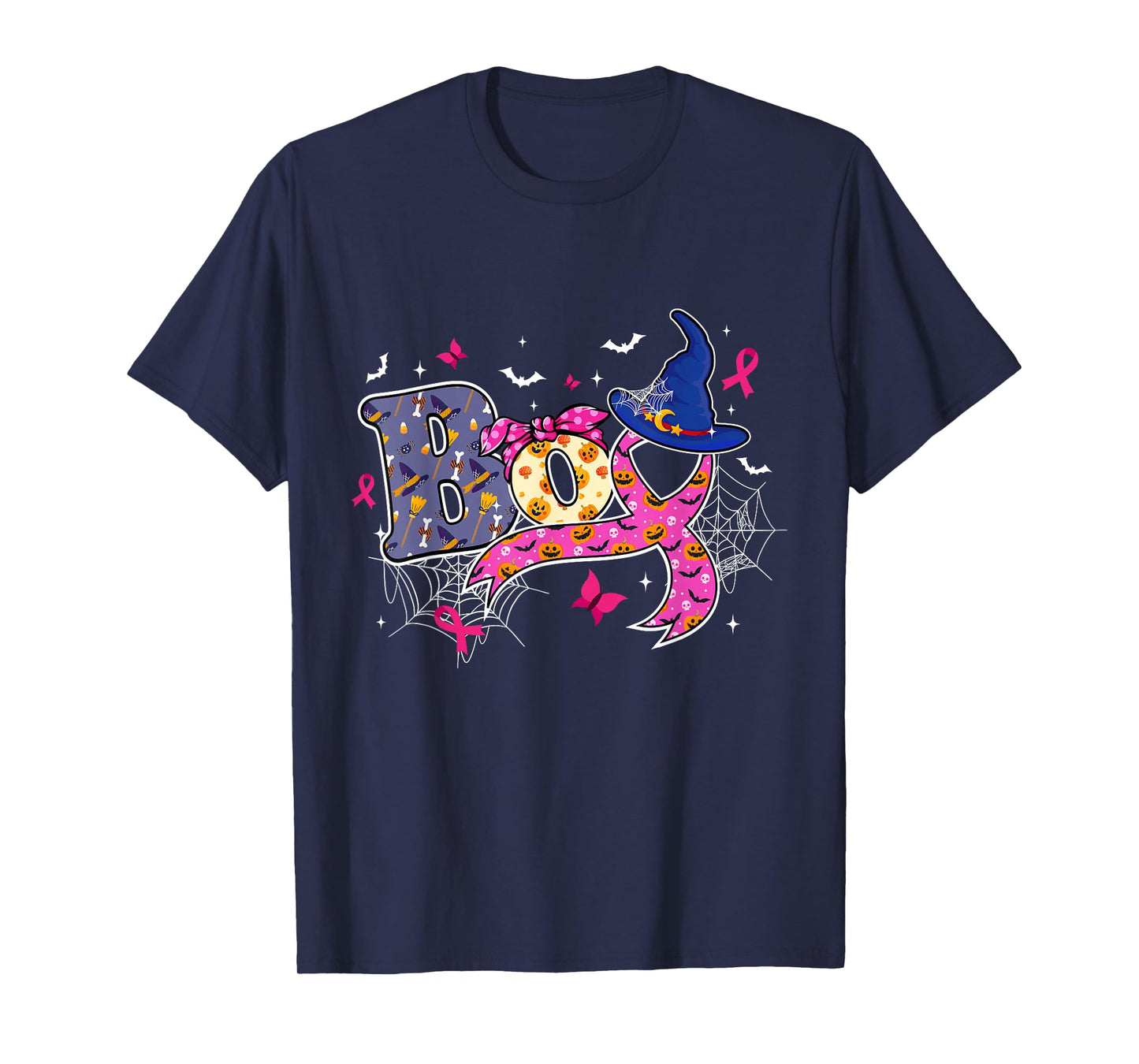 Cute Boo Halloween Pink Ribbon Breast Cancer Awareness Month T-Shirt
