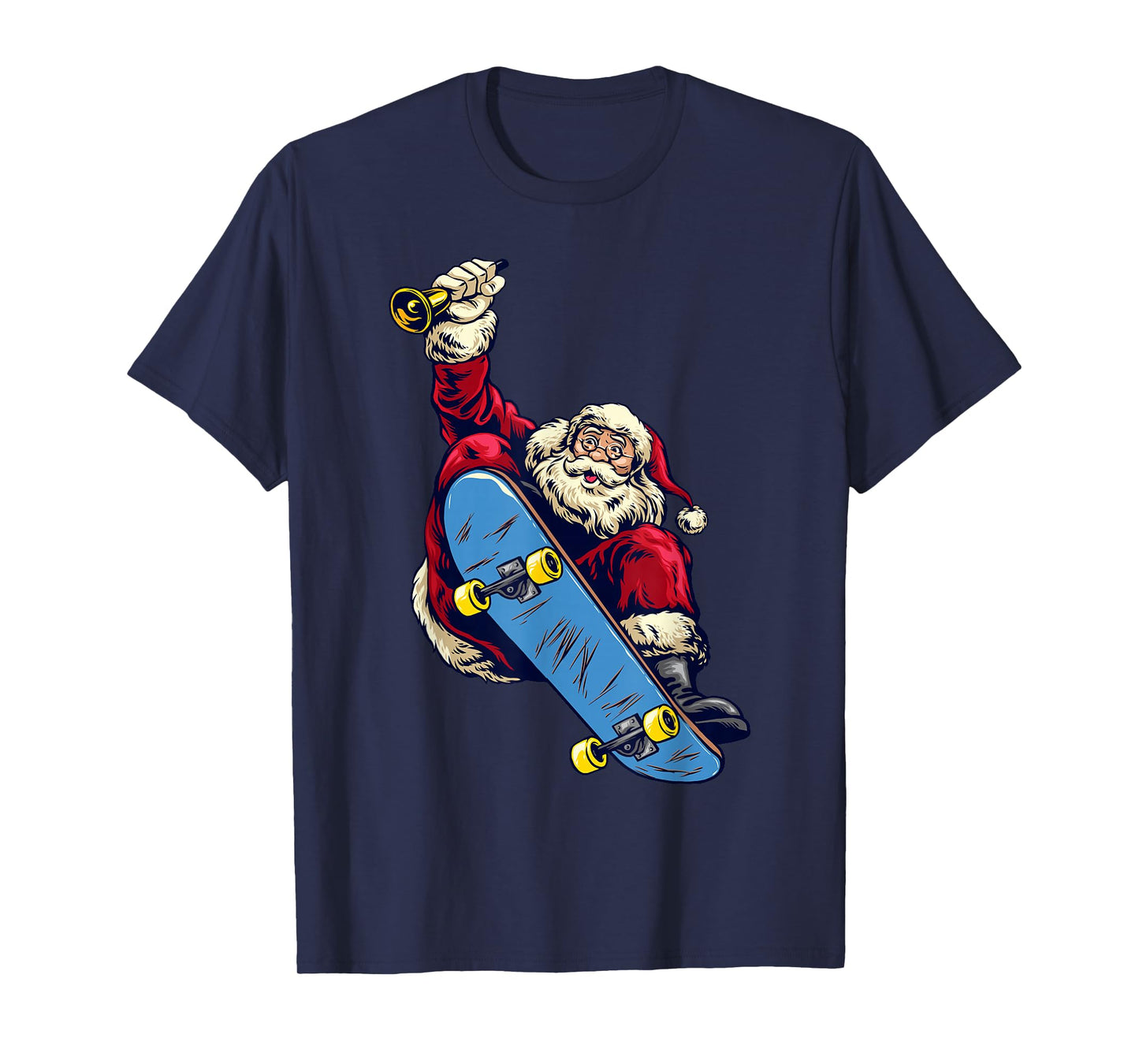 Santa Claus Riding Skateboard Trick Christmas Holiday T-Shirt