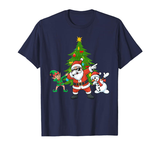 Dabbing Santa Elf Friends Christmas Boys Girls Xmas Dab T-Shirt