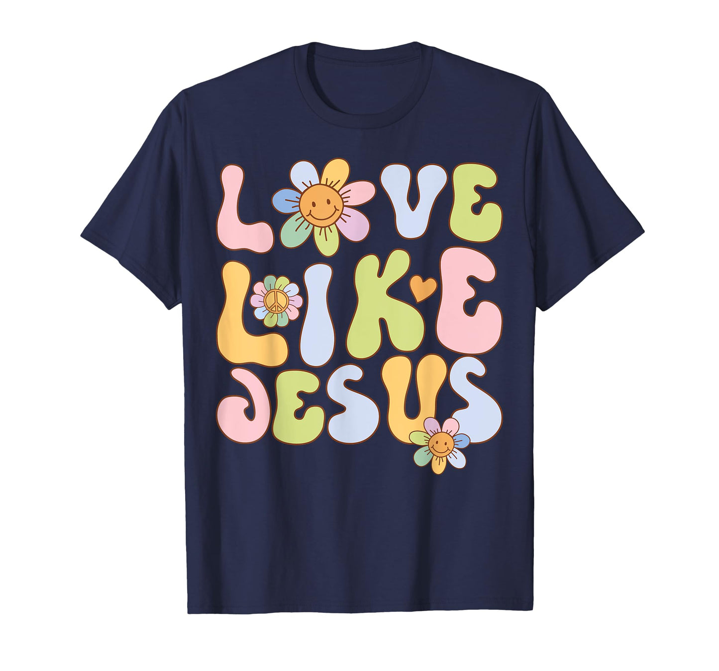 Groovy Love Like Jesus Religious God Christian Graphic T-Shirt