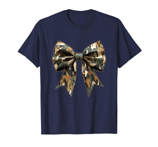 Camouflage Girls Camo Bow Camo Coquette Bow Hunting Women T-Shirt