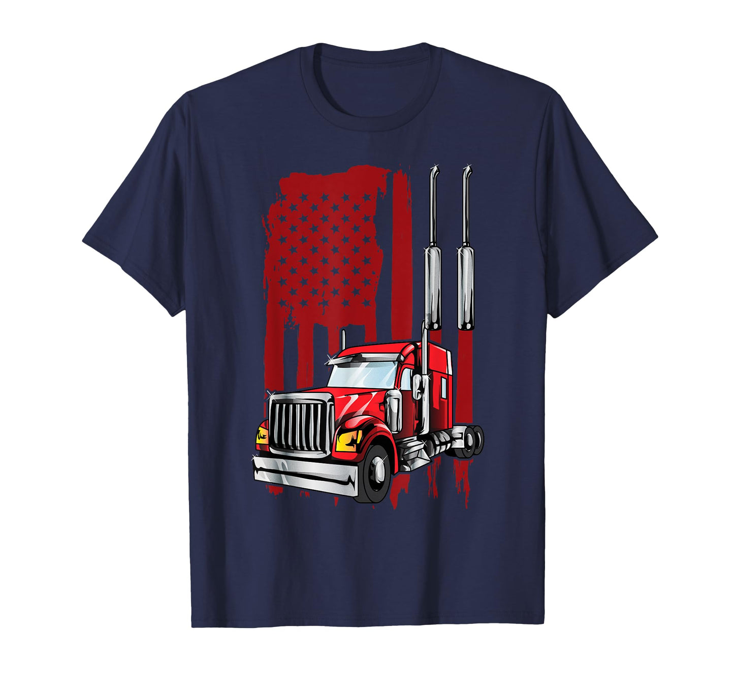 American Flag Semi Truck Driver Tee Truck Lovers Trucker Women Kids Men T-Shirt