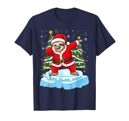 Dabbing Santa Sloth Merry Slothmas Christmas Kids Pajama T-Shirt