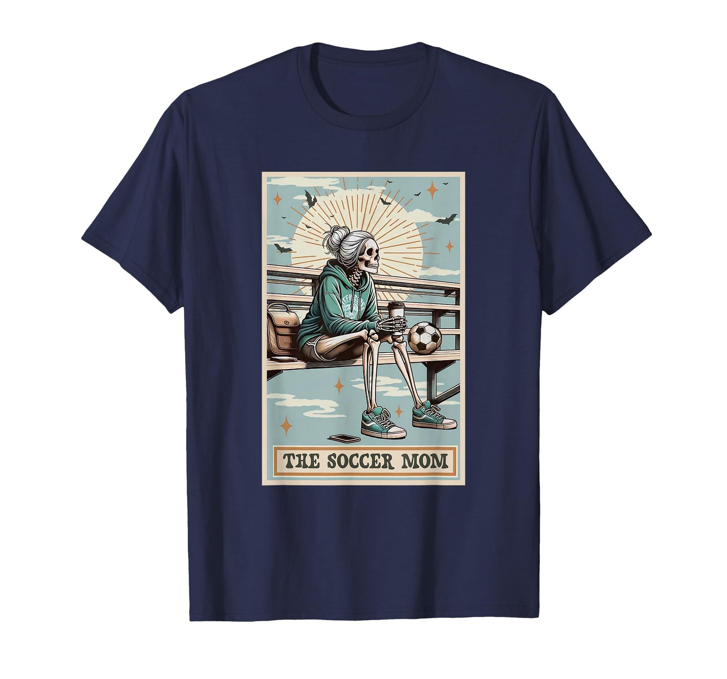 Soccer Mom Skeleton Tarot Card Vintage Halloween T-Shirt