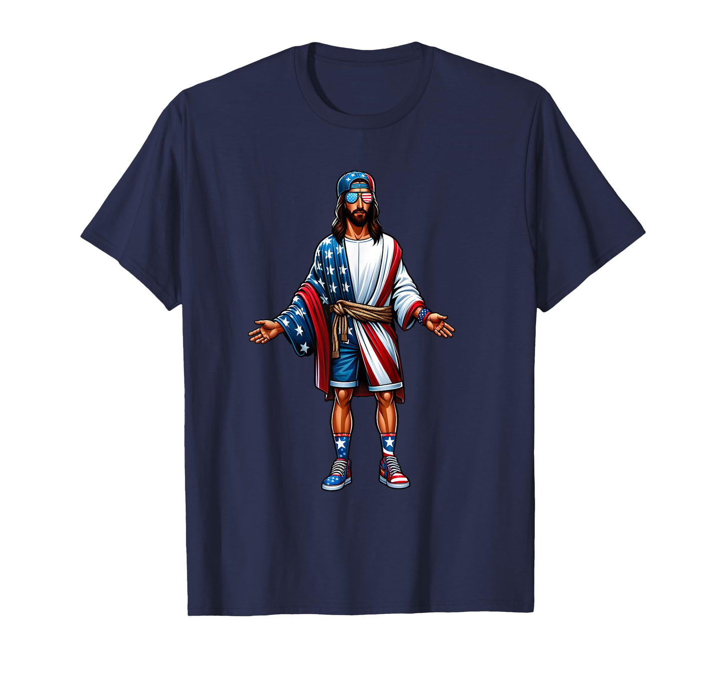 Love Jesus and America Too USA Flag July 4 Christian Church T-Shirt