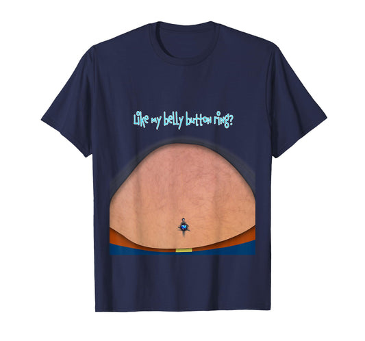 Fake Fat Hairy Belly Dad Bod with Bellybutton Ring T-Shirt