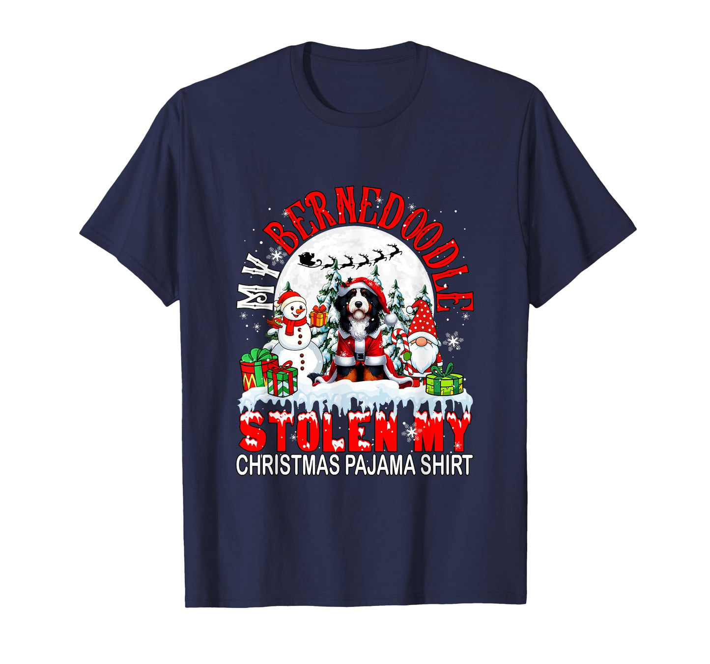 My Bernedoodle Stolen My Christmas Pajama Shirt Santa Dog T-Shirt