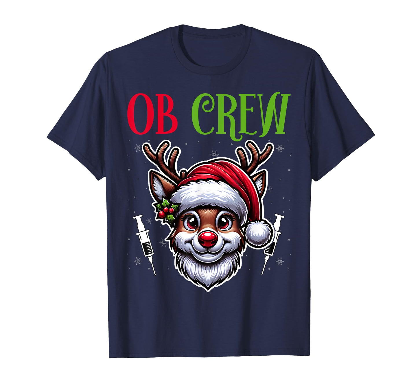 OB Crew Obstetrics Nurse Christmas Santa Hat OB Nurse Gifts T-Shirt