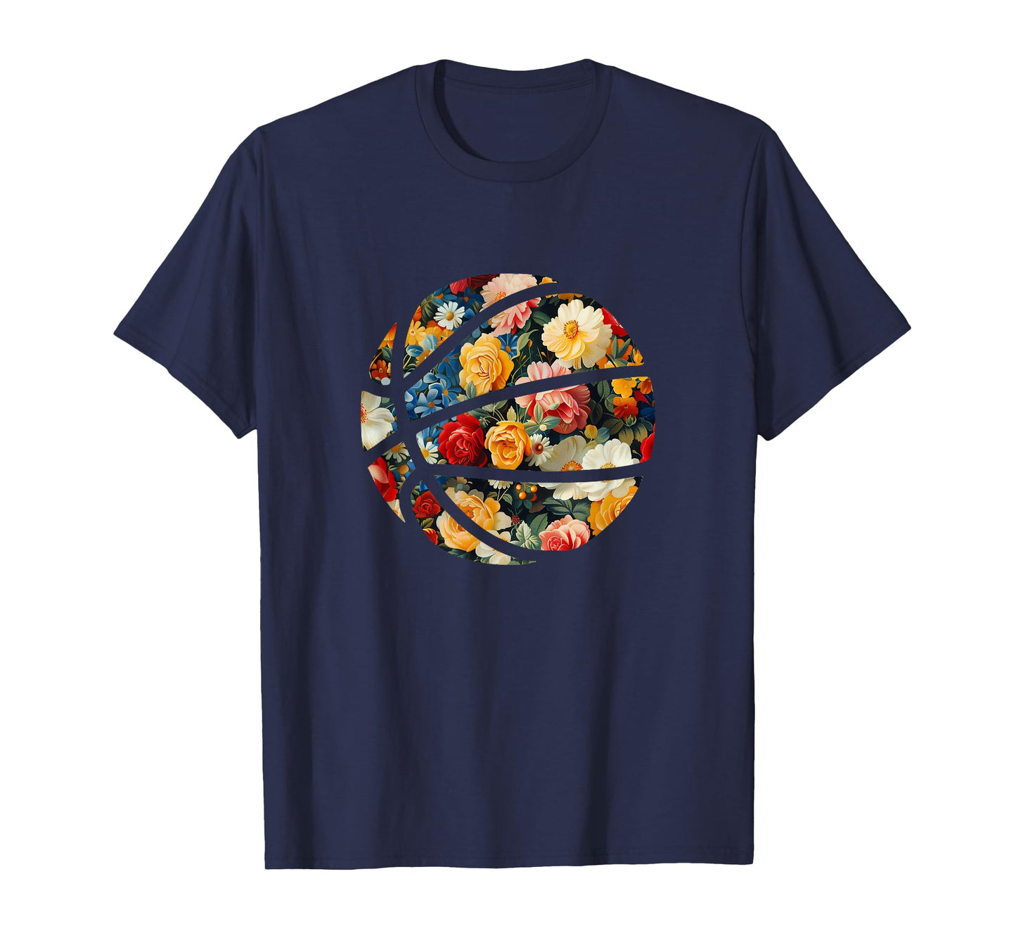 Basketball Silhouette Flowers Botanical Floral T-Shirt
